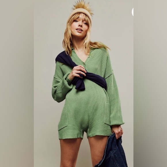 Free People Picnic Sweater Romper in Kiwi!